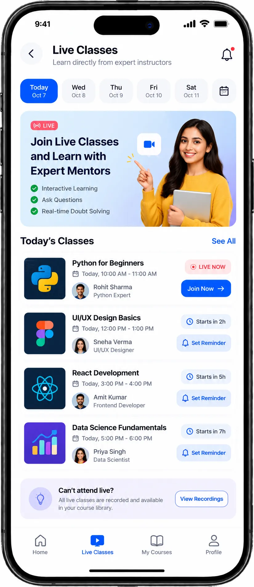 E-learning Application screenshot