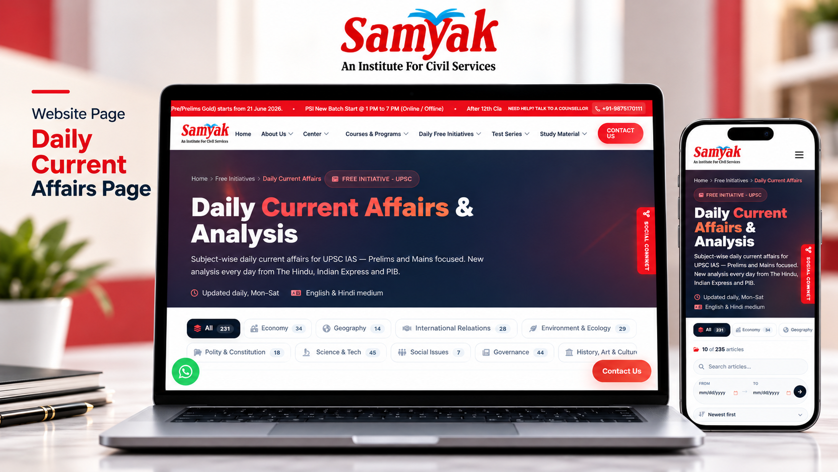 Samyak IAS – RAS & IAS Coaching Institute in Jaipur hero preview